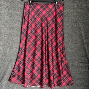 ANTONIO MELANI Red and Black Plaid A-Line Skirt Sz 10